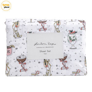 LONDON KAYE Deck The Cocktails Sheet Set 4pc Set - Size Full